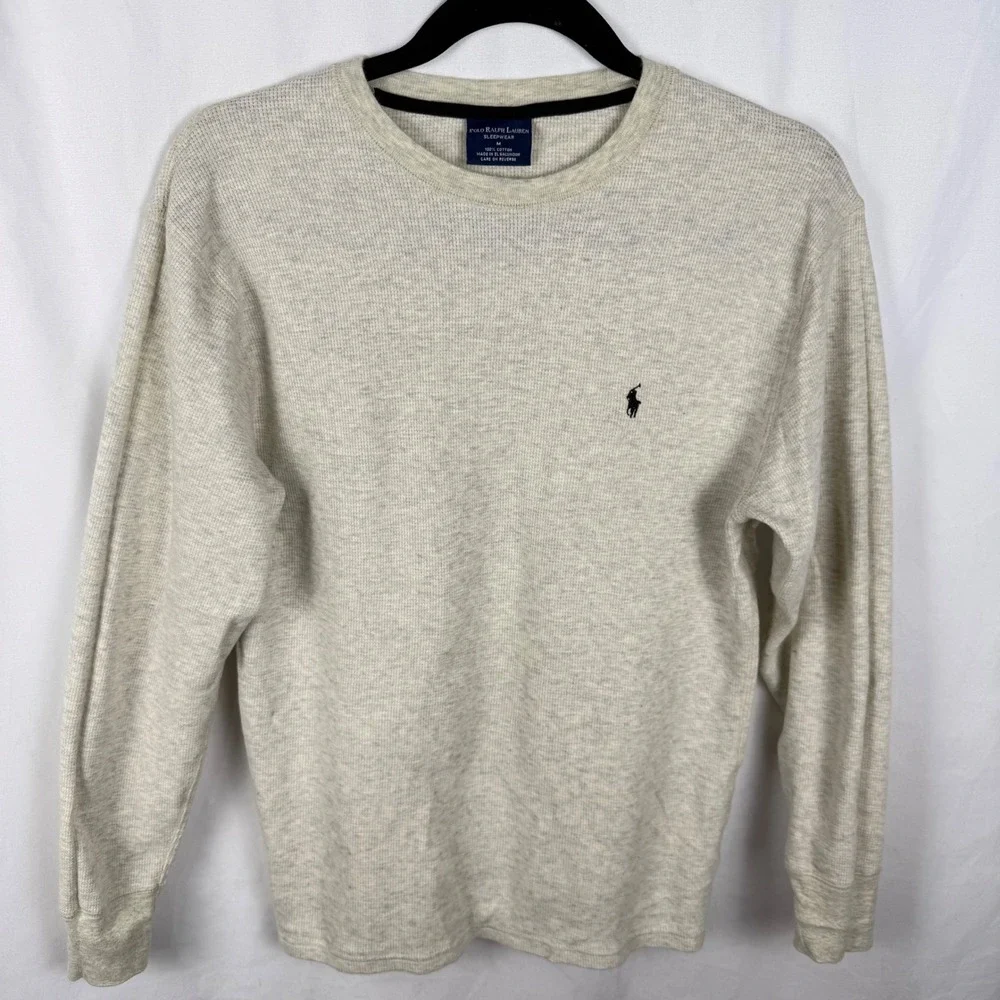 Polo Ralph Lauren Men's Sleepwear Long Sleeve Waffleknit Medium Loungewear Logo